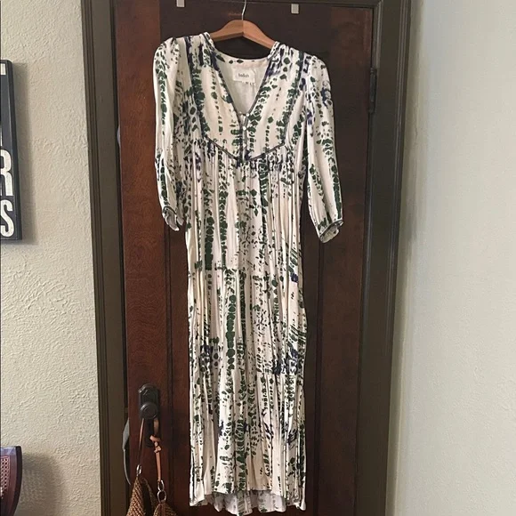 ba&sh | Dresses | Bash Green And Blue Long Sleeve Dress | Poshmark